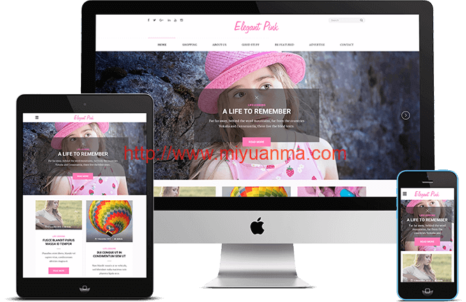 Elegant Pink主题/粉色响应式wordpress图片主题-觅源码网