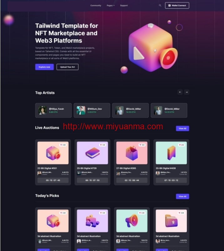 图片[1]-HTML5模板-NFT市场服务企业网站模板-觅源码网