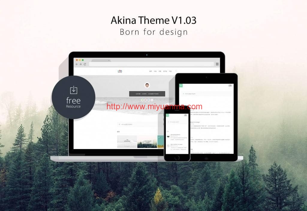 WordPress主题-UI简洁主题AKINA Theme-觅源码网