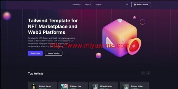 HTML5模板-NFT市场服务企业网站模板-觅源码网