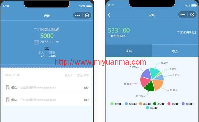 生活记账工具类微信小程序源码-觅源码网