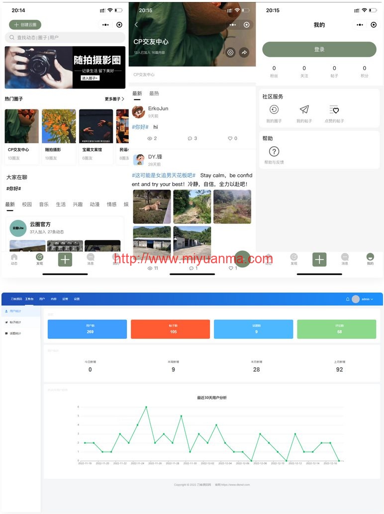 图片[1]-最新版云喵圈子全开源系统源码-兴趣社区交友圈子系统小程序源码-觅源码网