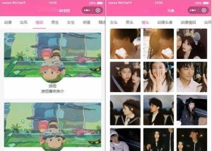 云开发版粉色ui/背景图/头像/壁纸类微信小程序源码带流量主-觅源码网